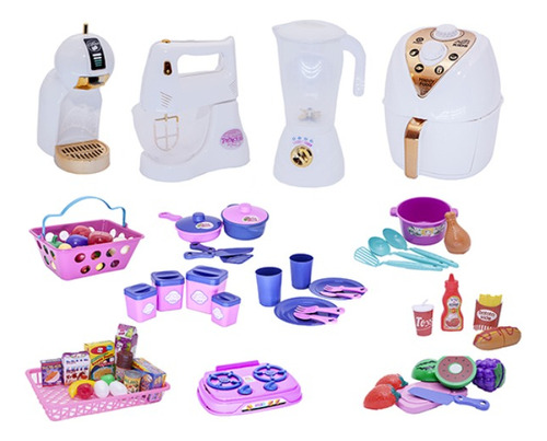 Kit Infantil Prato Copo Potes Mercado Cafeteira  Panela 61p