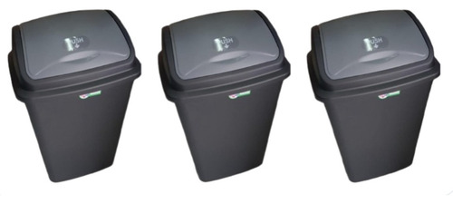 3 Botes De Basura Con Balancín 50 Litros Negros Negro