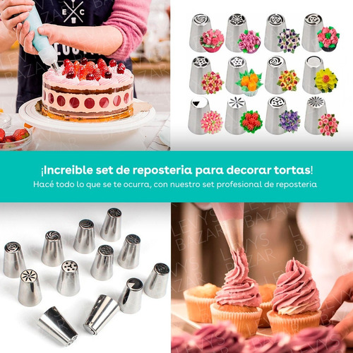 Imagen 4 de 10 de Set Picos Ruso X12 Para Decorar Acero Reposteria Boquilla