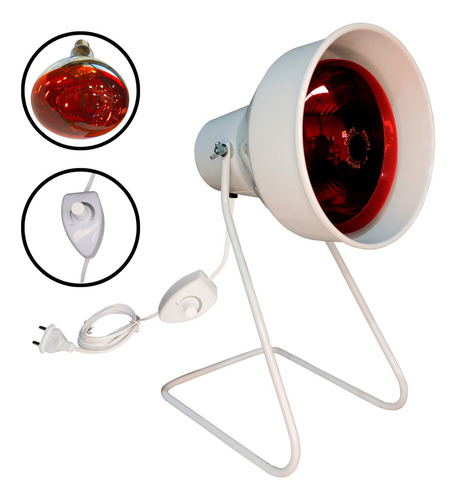 Suporte Infravermelho Com Dimmer + Lampada 250w Cor da cúpula 220v Cor da estrutura Branco