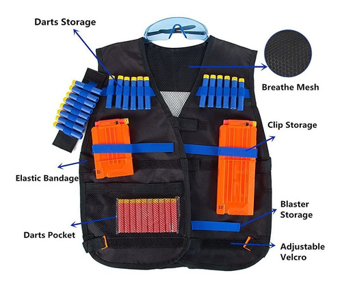 Imagen 3 de 4 de Kit De Chaleco Táctico Para Pistolas Nerf Para Niños Serie