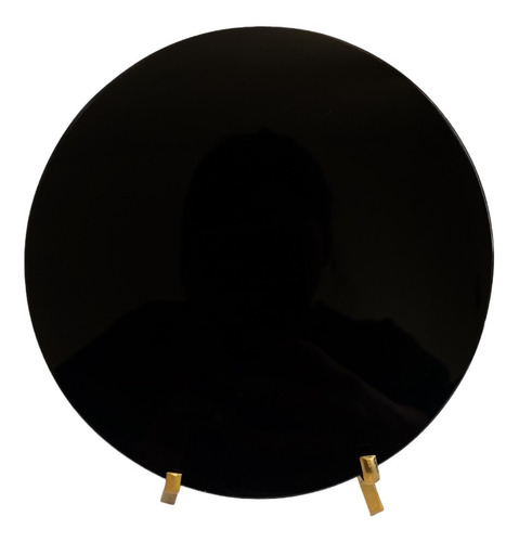 Espejo Obsidiana Negra Liso De 5 Cm Con Base