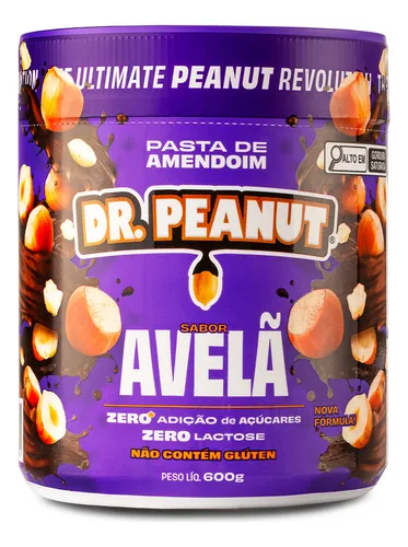 Pasta de Amendoim Proteica Dr. Peanut Avelã 600g Sem Açúcar Glúte...