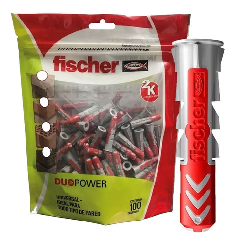 Tarugo Taco Fischer Nylon Duopower 10x50 Caja X 50 Unidades