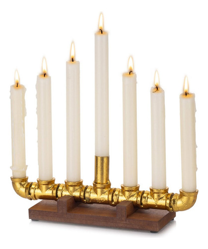 Capesaro Hanukkah Menorah 7 Ramas,candelero Decorativo Menor