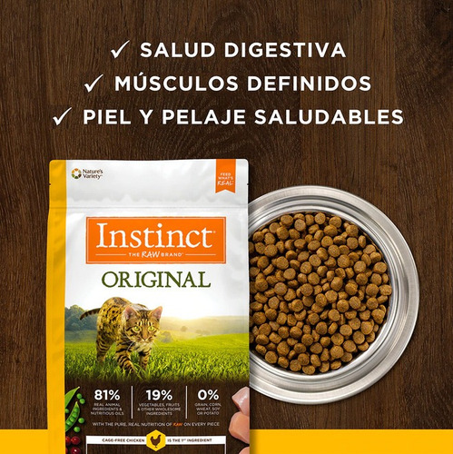 Imagen 6 de 6 de Croquetas Instinct Pollo 5 Kg Para Gatos Todas Las Edades