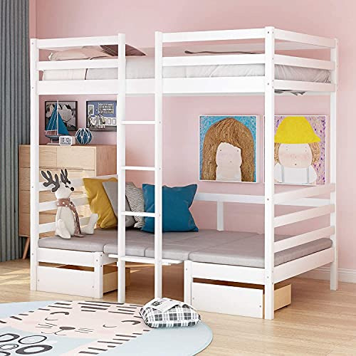 Cama   Loft De Tamaño Doble Con Almacenamiento Y Escr