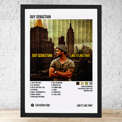 Cuadro Guy Sebastian Like It Like That 30x40 Cm C275 Negro Moderno