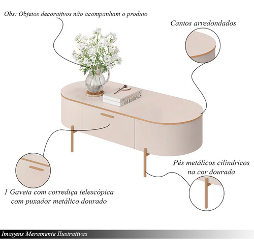 Conjunto Aparador Amanda E Mesa De Centro Bento Off White