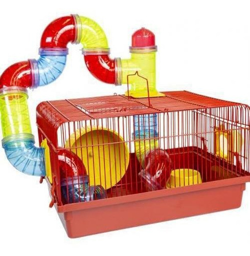 Gaiola De Hamster Vermelha Com Jogo Tubos Luxo Colo Jelplast Cor Vermelho