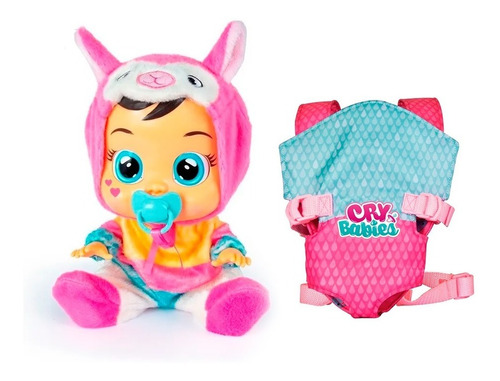 Muñeca Cry Babies Lena Bebes Llorones + Acc. Porta Bebe 