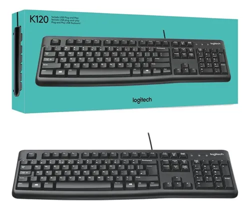 Teclado Com Fio Usb Logitech K120 Com Layout Abnt2 Cor de teclado...