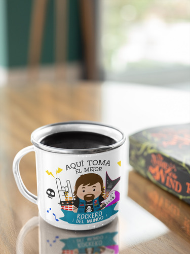Taza Enlozada Guitarra Y Grit - Rock Puro