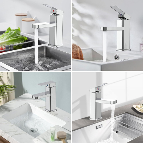 Llaves para Lavabo Baño,Monomando para Lavabo de Acero Inoxidable, Llaves para Lavabo Baño Caliente y Frío Ajustable,Grifo de Baño con 2 Mangueras,Grifo de Monomando,para Lavabo de Baño