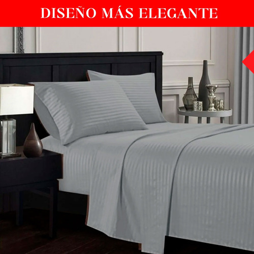 Juego De Sábanas King Size Dobby Suave Diseño Rayado 4 Pieza Aqua Rayas