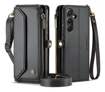 Comprar Bolsa Tipo Carteira De Couro Crossbody Com Zíper Para Samsun