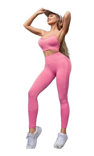 Conjunto Deportivo Rosa Levanta Cola Control Abdomen Legging