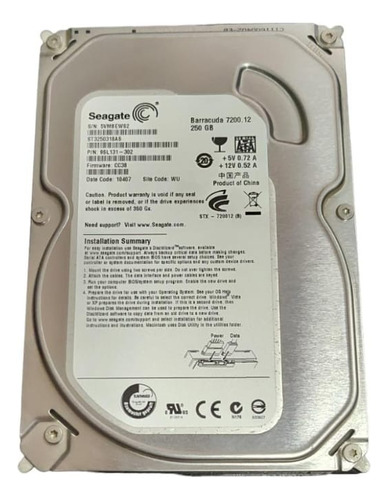 Discio Duro Seagate Barracuda 7200.12 De 250gb  