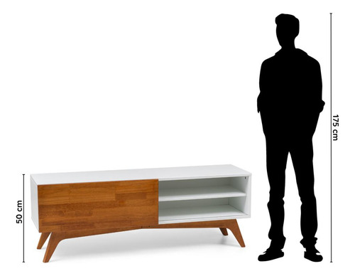 Rack Para Tv Até 50 Em Madeira E Mdf Moby Artemobili Cor Branco/Garapa
