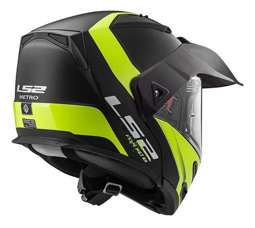 Imagen 4 de 5 de Casco para moto rebatible LS2 Metro Evo FF324 matt black y yellow fluor rapid talla M