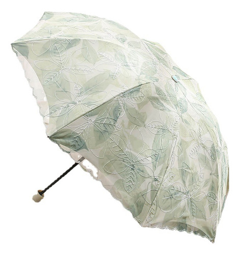 Guarda-chuva Dobrável Com Bordado Floral De Renda De Dupla C