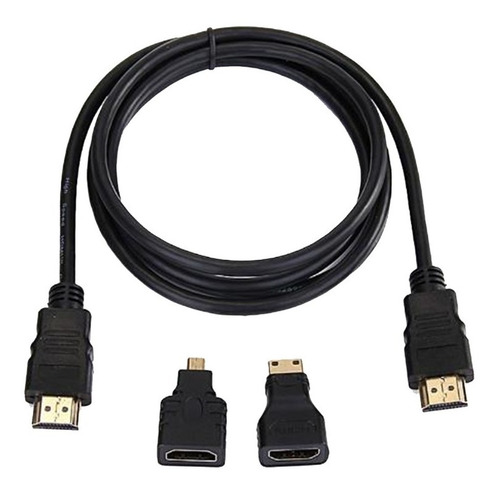 Cable Hdmi 3 En 1, Con Adaptadores Mini Hdmi Y Micro Hdmi