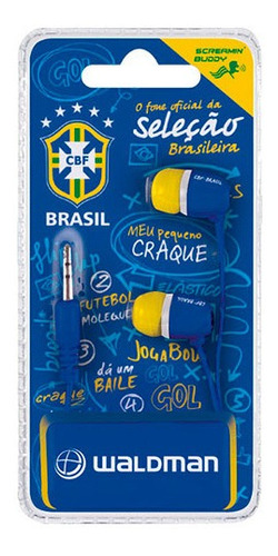 Fone De Ouvido Seleção Brasileira Auricular Waldman Cor Azul e Amarelo