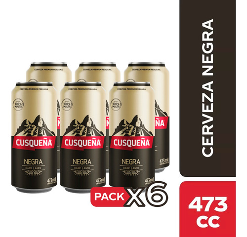 Pack 6 Cerveza Cusqueña Negra Lata De 473cc
