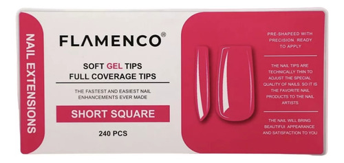 Soft Gel Tips Cobertura Completa Flamenco - 240 Pcs.