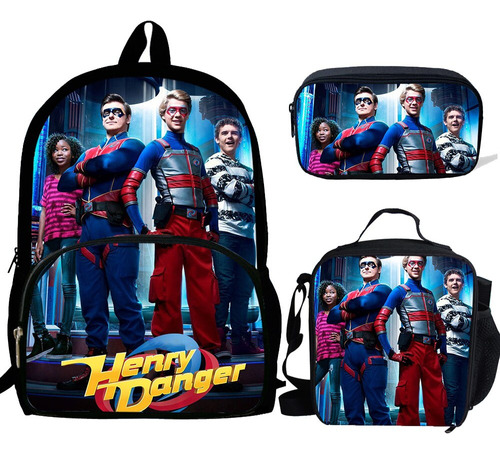 Mochila Escolar Estampada Henry Danger, 3 Piezas/juego