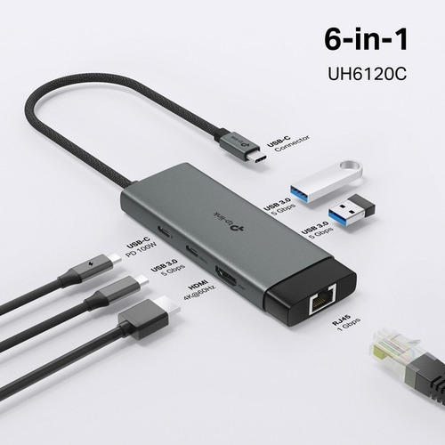 Tp-link 6 En 1 Hub Usb-c Para Oficina, Fotógrafo Y Jugador