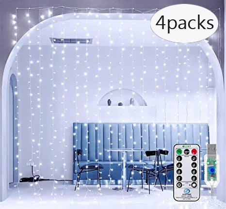 4 Paquetes De Luces De Cortina Usb 300led Decoración Navideñ