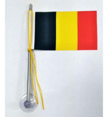 Mini Bandeira Bélgica Com Ventosa Poliéster (5,5cm X 8,5cm)
