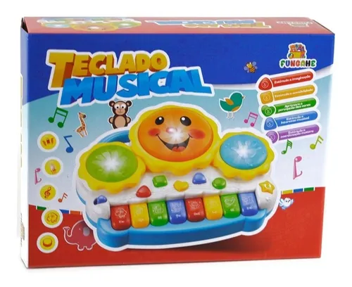 Teclado Musical Infantil com Bateria, Luzes e Som de Animais - SETOR STORE