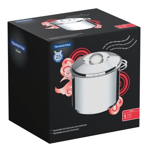 Olla Alta Tramontina Solar 24cm 9,6l Triple Fondo Acero Inox