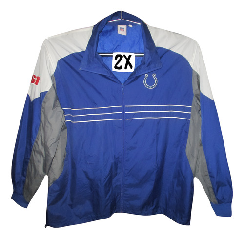 Chamarra Azul/gris Ligera Rompevientos Hombre Talla 2x N F L