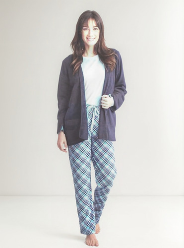 Pijama Perry Ellis America Dama Azul 3 Piezas Chica