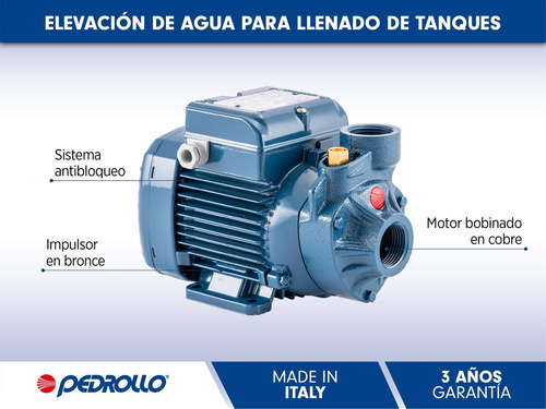 Imagen 3 de 6 de Bomba Periferica Pedrollo Pkm60 0.5 Hp