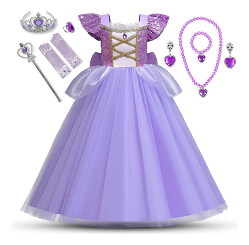 1 Disfraz De Princesa Con Lentejuelas Para Niñas, Disfraz