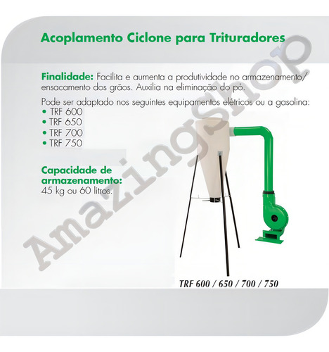 Conjunto Ciclone P/ Trituradores Trf600/650/700/750 Trapp Acoplado Direto No Eixo Da Trf