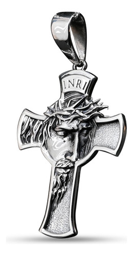 Colgante Cruz Grande De Jesús En Plata Fina Nacional