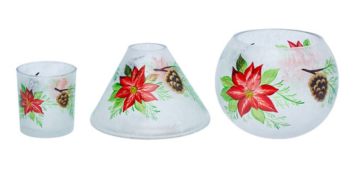 Candeleros Y Pantalla Para Vela Noche Carmin Vidrio Home