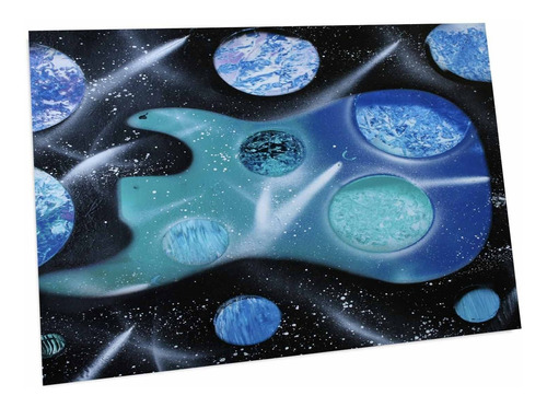 3drose Bass Guitar Blue Green Planets Painting Desk Pads