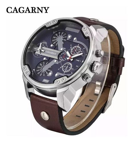 Relogio Cagarny Militar Pulseira De Couro Data Lindo