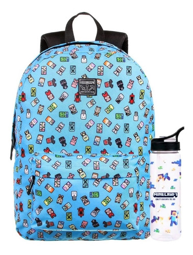 Imagem 1 de 3 de Mochila Minecraft 11721 + Garrafa