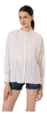 Camisa Algodon Mujer Portsaid Alforzas Voile Amelie Premium