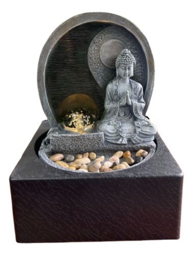 Fuente De Agua Buda Mediana Decoración Zen Con Luz Led