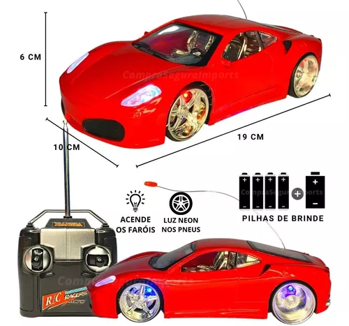 Carro Carrinho Azul de Controle Remoto Ferrari Rebaixado Neon c/ Luz no  Shoptime