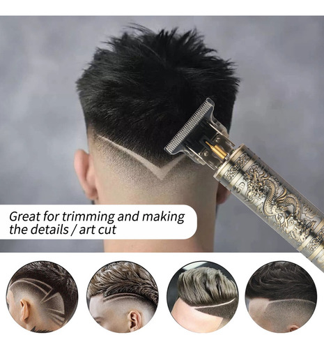 Maquina Acabamento Recarregável Cabelo Barba Sem Fio Digital Dourado-escuro