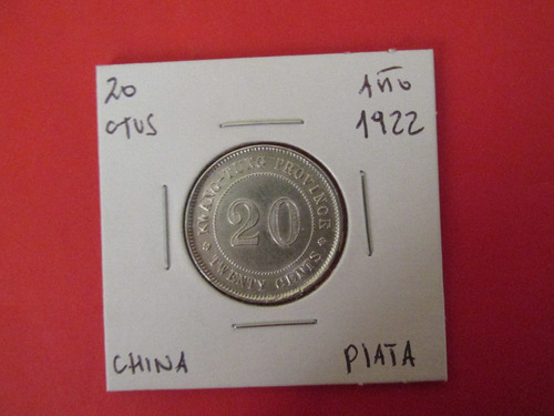 Antigua Moneda China 20 Centavos De Plata Año 1922 Escasa